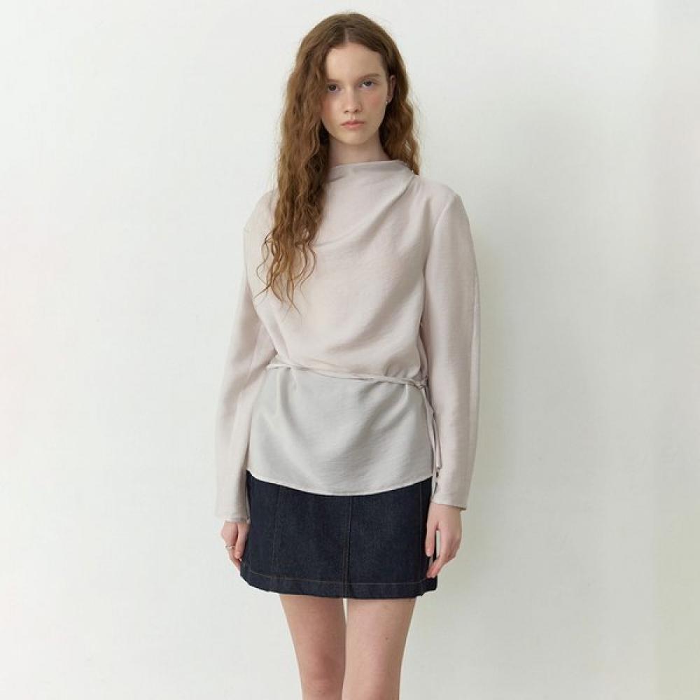 

On On Cowl Neck Belted Blouse New5ab703 LIGHT GREY/M_02