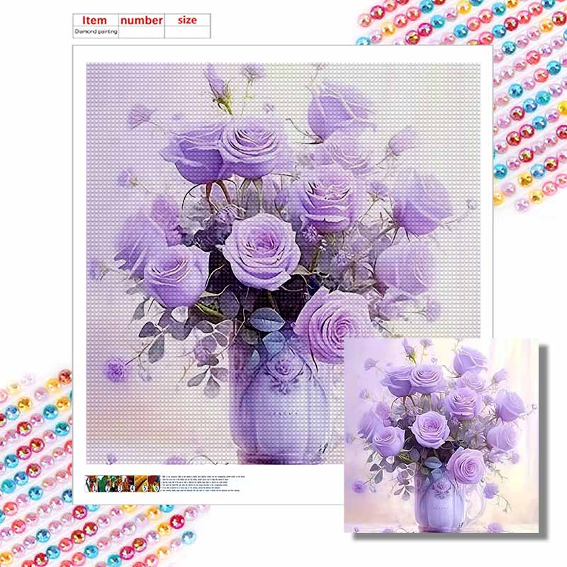 New Arrival 5D DIY Full Circle Diamond Painting "Purple Flower" Embroidery Cross Stitch Home Decor Gift