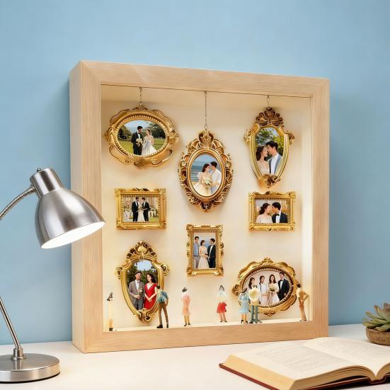 DIY Mini Museum Silhouette Light And Memory Display Silhouette Figurines Custom Box with Box Frame Kit