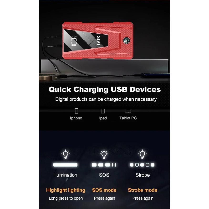 12V Car Emergency Battery Booster & Multi-FunctionSupply Portable 1000A/1200A/2000A Car Jump Starter Power Bank Auto Starter