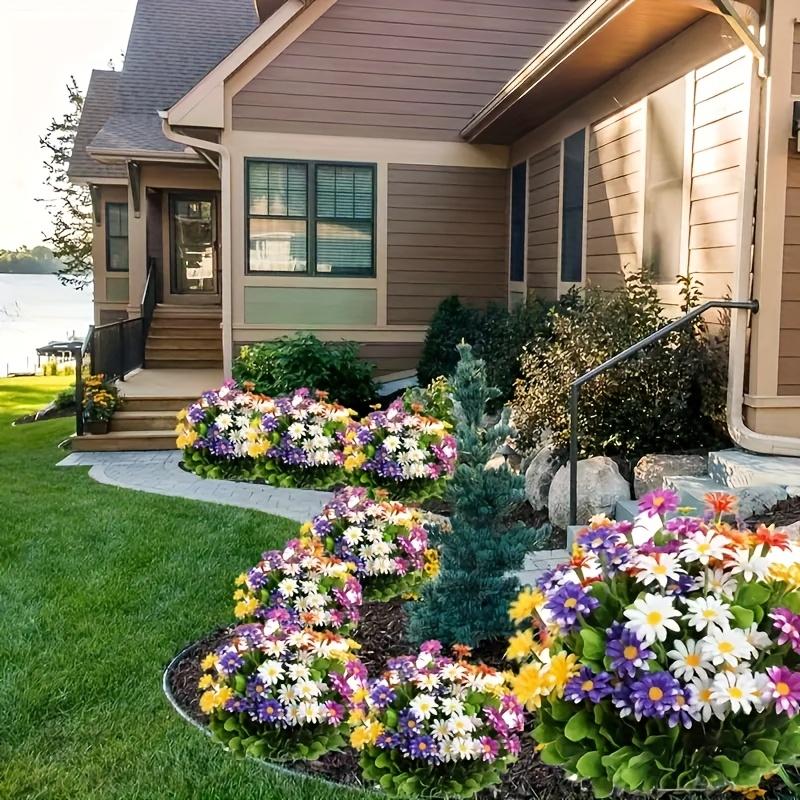 5 Bunches of Outdoor Artificial Flowers, Plastic Daisy Bouquet, UV-Resistant Artificial Flower Bush, Ideal for Home, Office, Wedding, Party Garden
