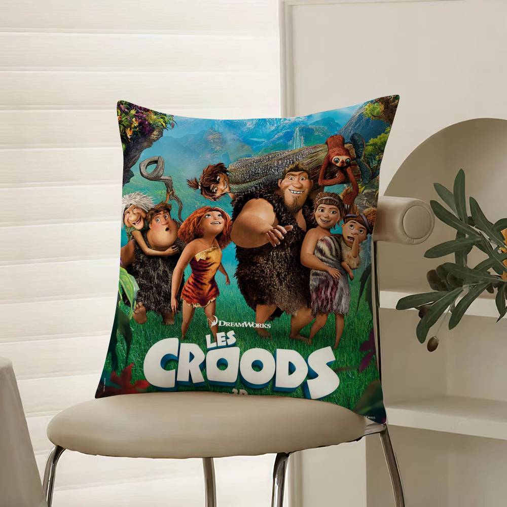 Cute The C-CroodsS Pillow Case Comfort Sofa Bed Silky elegant Invisible zipper Decorative cushion cover 12x12Inch