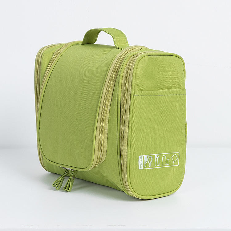 Pure Color Multi Compartment Pockets Oxford Cloth Wash Toiletry Bag Travel Portable For Toothbrush Storage