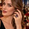 Black Enamel Statement Ring Wide Leaf Design Rings Vintage Enamel Rings  Bohemian