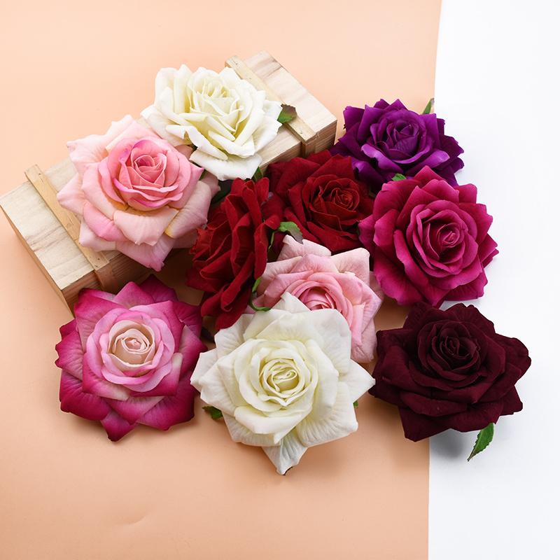 10Pcs 10CM Roses Head Wedding Decorative Plants Wall Diy Christmas Decorations for Home Bride Brooch Artificial Flowers Cheap