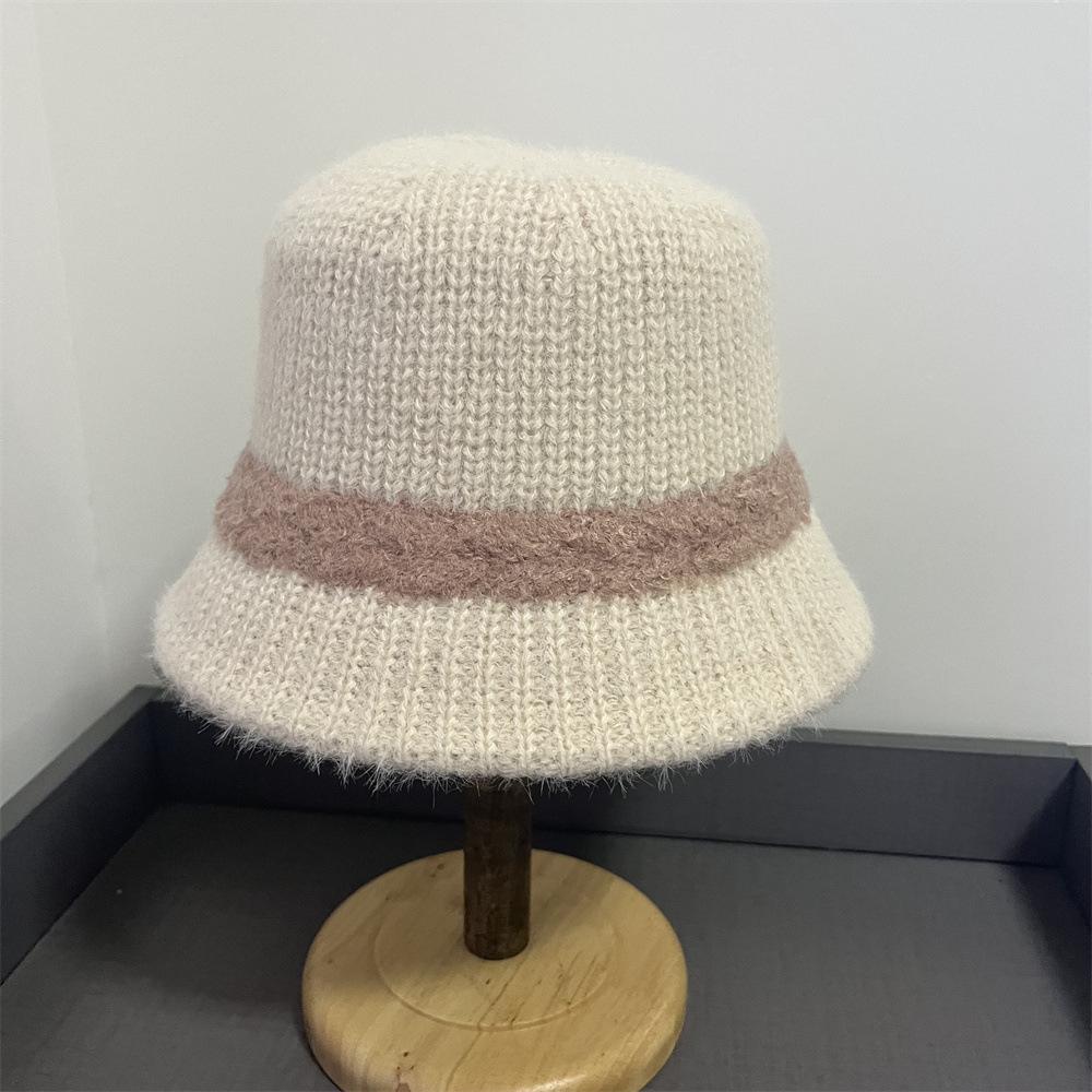 Black beige plush bucket hat women's autumn and winter fashion warm versatile face small bucket hat wool hat