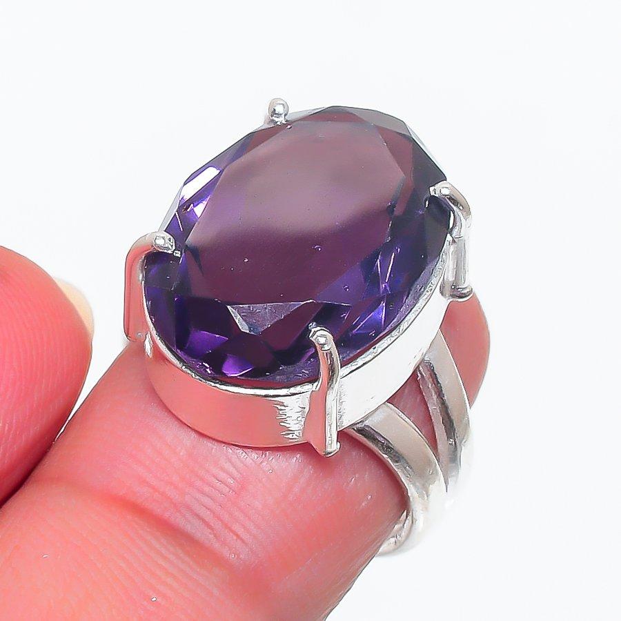 

Natural Amethyst Gemstone Handmade 925 Sterling Silver Jewelry Ring Size 6 E4S79