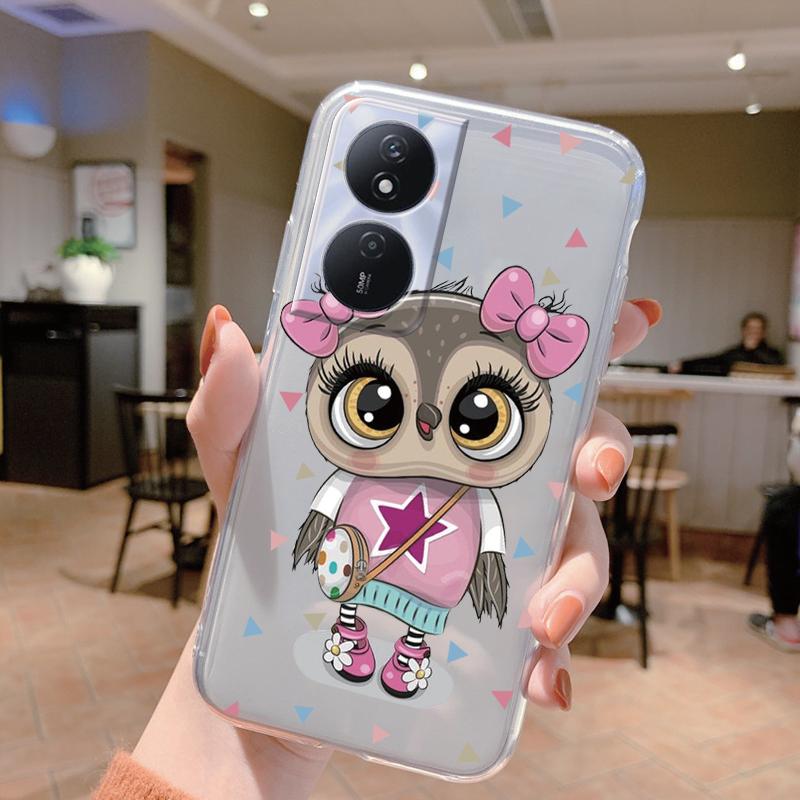 Phone Case For Honor X7b 4G 5G Case Silicone Flowers Cute Cat Bumper Coque For HonorX7B X 7B Cover Protective Soft Clear Shell