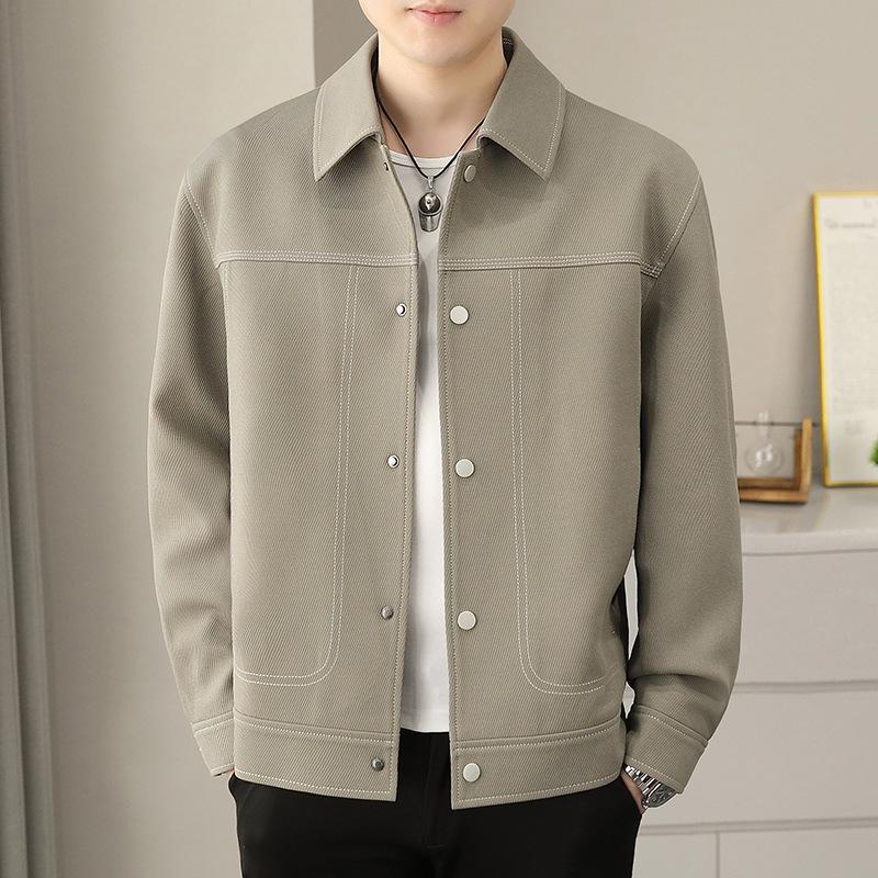 Men's 2026 Spring New Contrast Stitching Lapel Jacket - Korean Style Casual High-End Outerwear