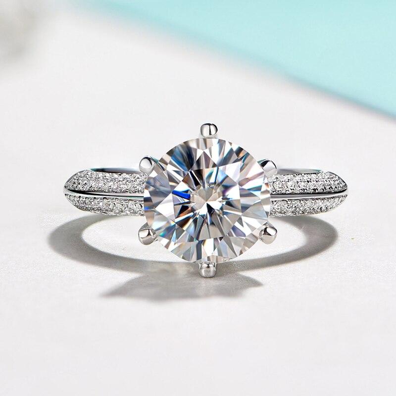 Tibetan Silver 925 Ring Round Brilliant Cut 2 Carat Zirconia Diamant Ring Wedding Accessories Fine Jewelry