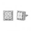 Hip Hop Square Threaded Earrings Men Full Zircon Stud Gold Plated Copper Ear Jewelry