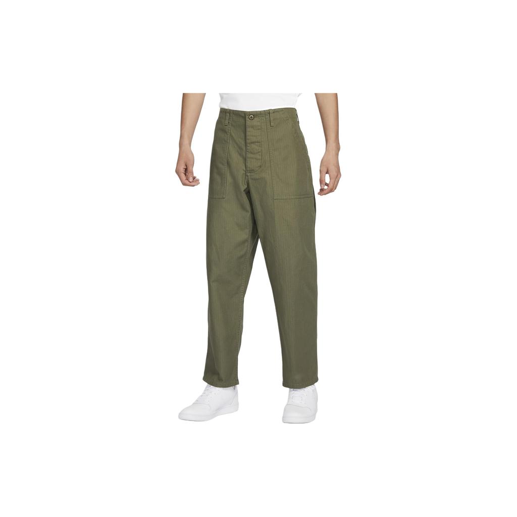Nike Solid Color Zipper Sports Straight Leg Casual Pants Men bottoms Olive-Green FV5534-222