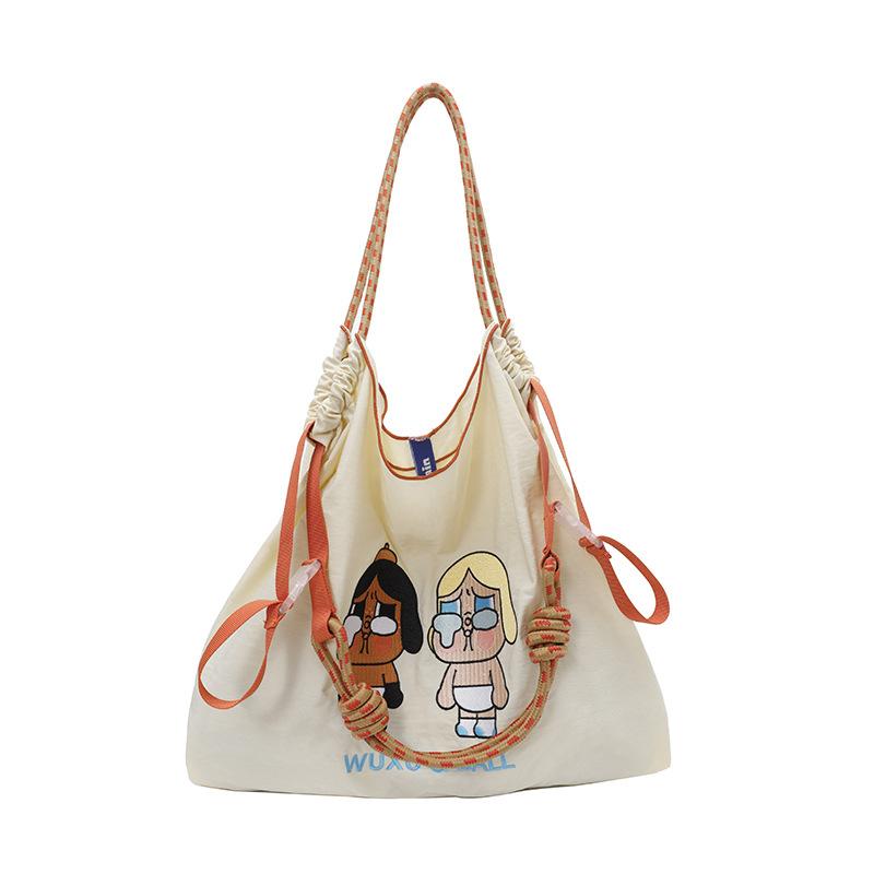 

Autumn Winter Heavy Embroidery Cute Carto Crossbody Shoulder Bag Casual Storage Bag Textured Casual and Simple Handle Bags белый