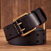 3,8 cm breiter Vintage-Herrengürtel Rindsleder Echtleder Gürtel Kupfer Doppelnadelschnalle Handgefertigter Jeansgürtel Mode Männliches Band