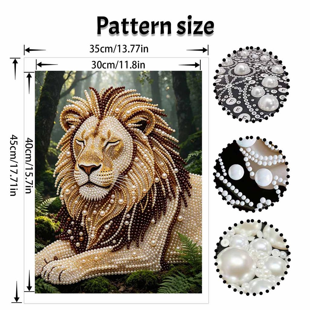 Shiny Pearl Elegant Lion Portrait DIY Painting Creative Bead Art Craft Household Wall Decoration Nice Present For Art Hobbyists Home Decor Items