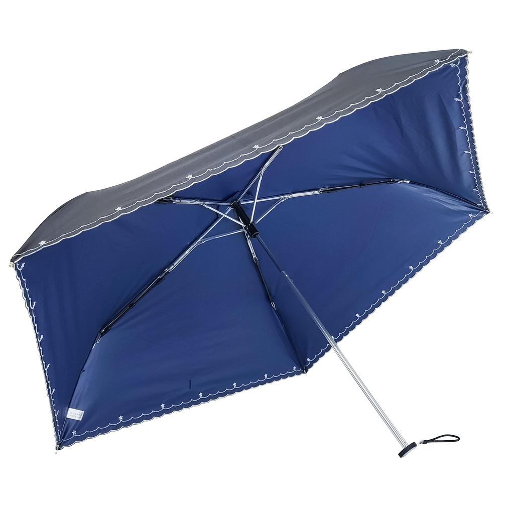Rose Sangyo 50cm Lightweight and Cooling Mini Folding Umbrella for Sun and Embroidered Small 63500201 Rain, Flowers, Black,