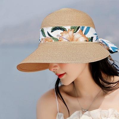 Women's Fashion Bow Design Straw Hat, Big Brimmed Beach Sun Protection Hat, Travel Hat