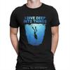 I Dive Deep Into Things Scuba T-Shirt Diving Pure Cotton Tops Vintage O-Neck Oversized Unisex Tshirt Men Clothing Fitness Tshirt