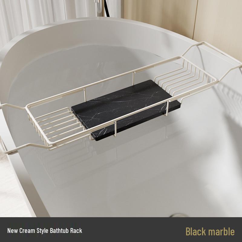 Czarny i Złoty Marmur Stal Nierdzewna Organizer do Wanny i Stojak do Moczenia