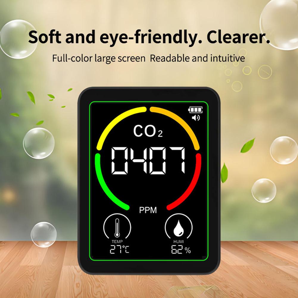 3 In 1 Carbon Dioxide Detector Type-C Rechargeable CO 2 Air Quality Tester Backlit Greenhouse Gas Monitor Air Quality Detecting