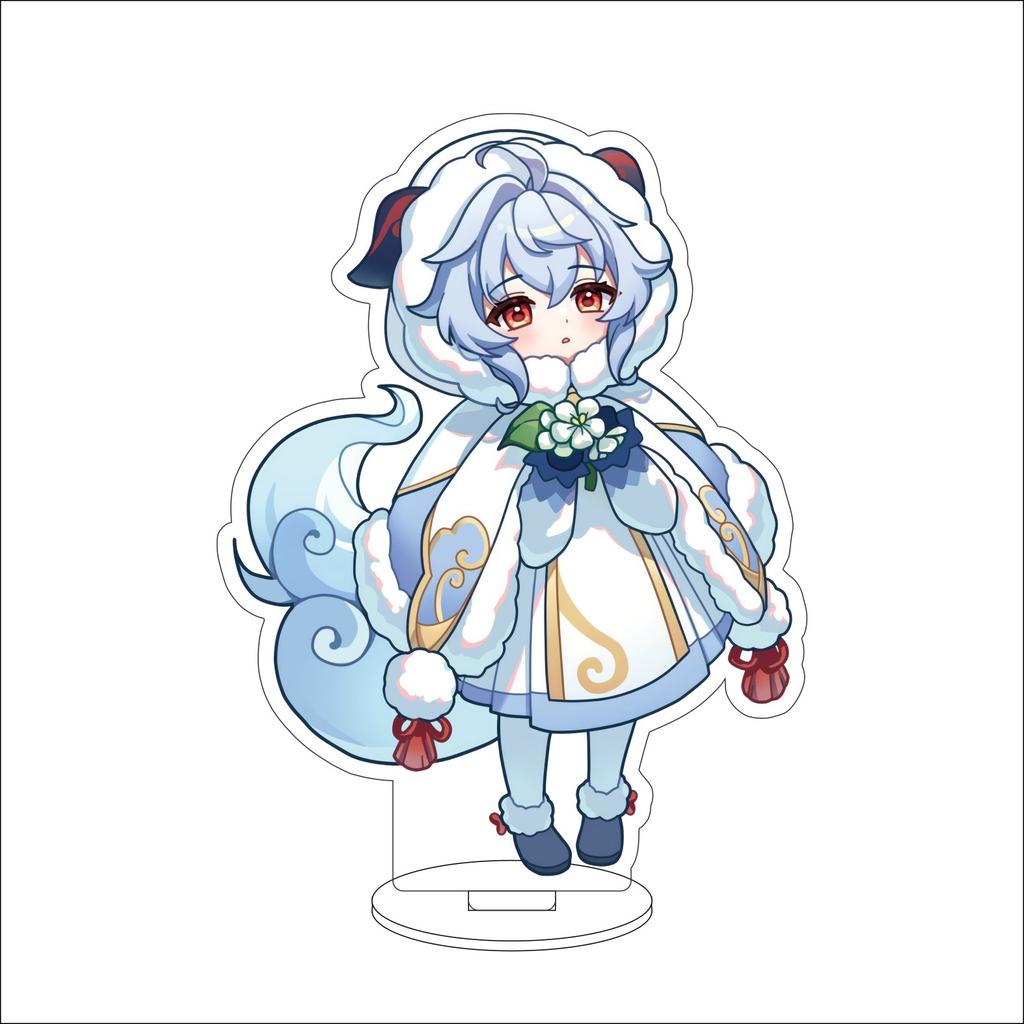 10CM Anime Genshin Impact Figure Stand Model Amamiya Ganyu Cute Desk Decor Standing Sign Gifts
