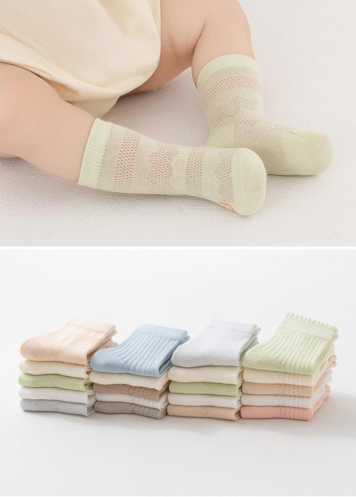 Summer Thin Cotton Baby Socks, Class A Newborn & Toddler Girls Cartoon Mesh with Loose Cuffs