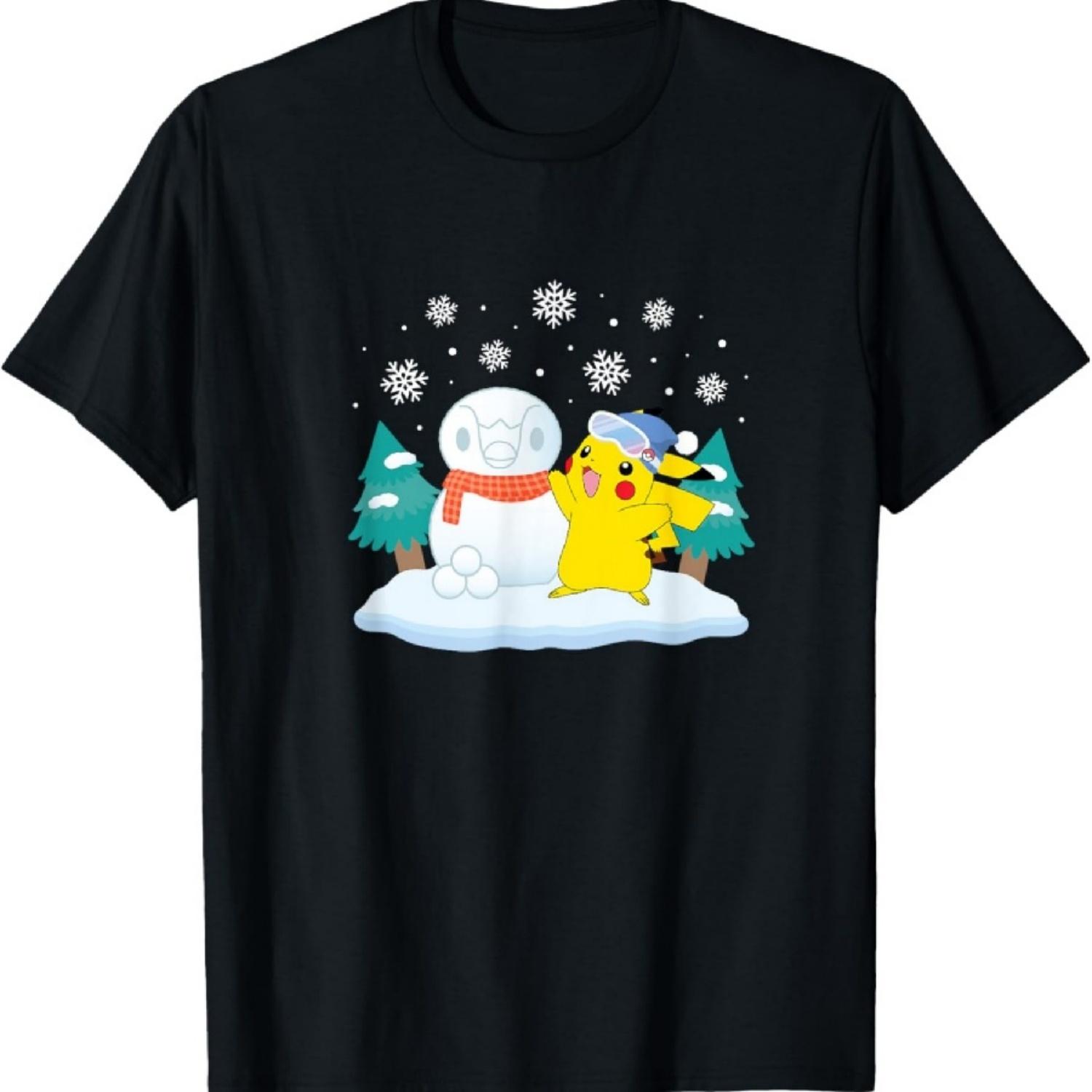 

Pokémon - Pikachu Piplup Snowman T-Shirt XXXXXL чорний
