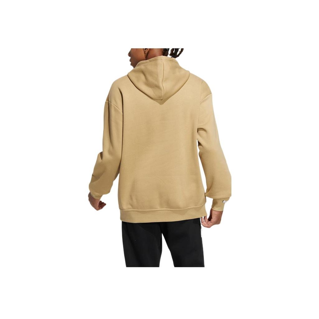 adidas Logo Kangaroo Pocket Drawstring Hoodie Unisex Tops Khaki IB2712