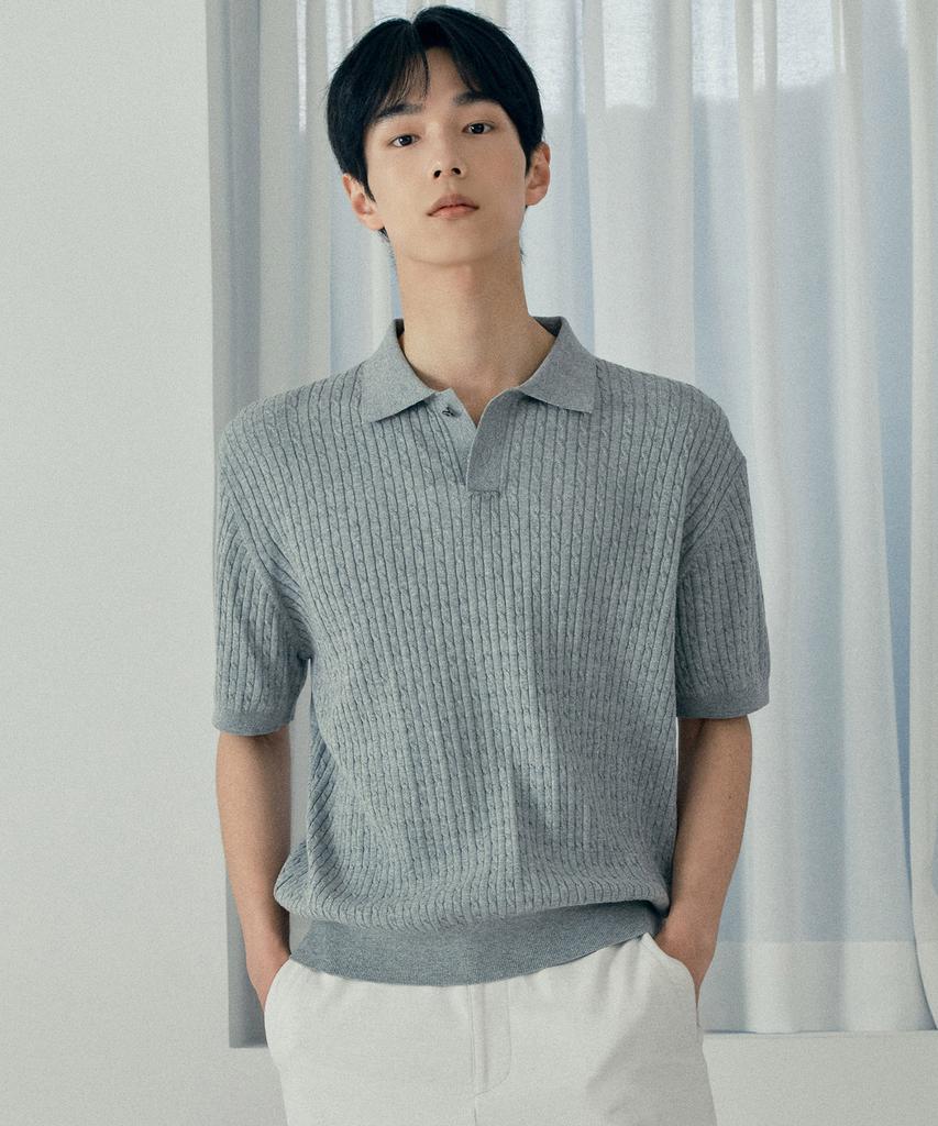 MINDBRIDGE Cable Collar Semi-Oversized Short Sleeve Knit - 2 Colors