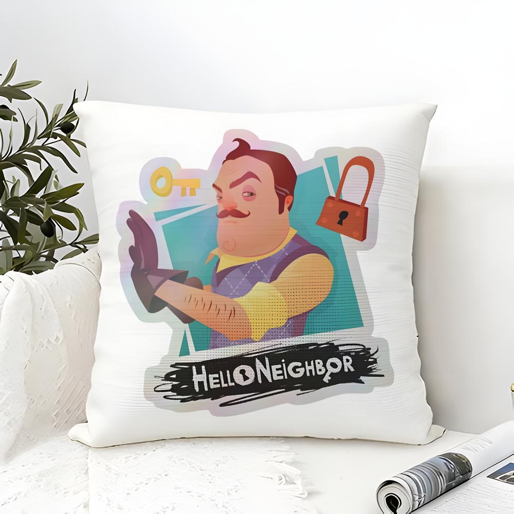 Lustiges Horrorspiel H-Hello Neighbor 2 Kissenbezug Leinen Kissenbezug Sofa Heimdeko Kissenhülle Kissenbezug