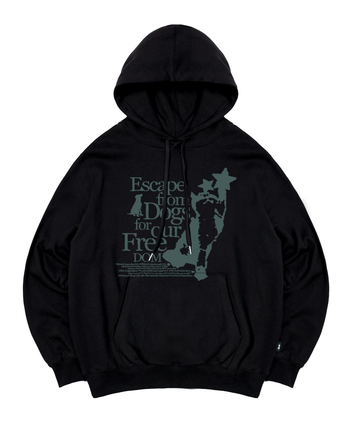 Escape From Cat & Dog Print Hoodie Black M