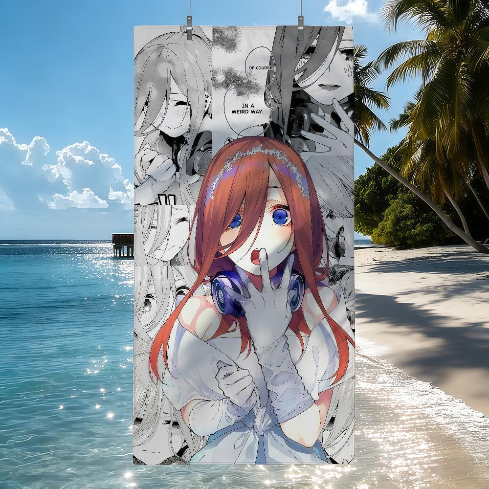Anime Miku Nakano Handtuch Strand Dusche Bad Reise Leicht Hautfreundlich für Pool Camping Kreuzfahrt Sommer