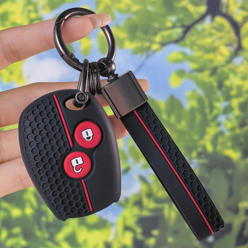 Precise Fit Silicone Key Case With Keychain, Honeycomb Cover For Renault Megane Modus Duster Fluence Clio Dacia Sandero Key Fob