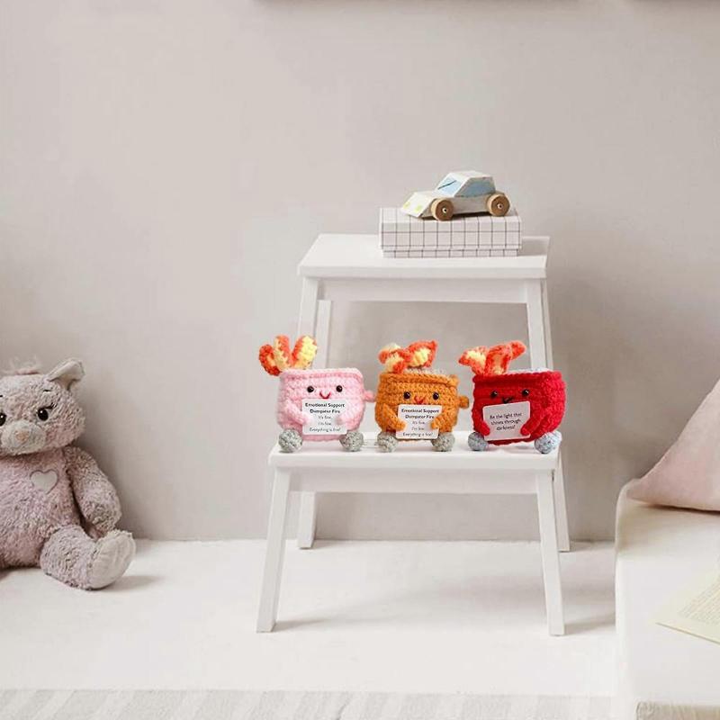 Crochet Dumpster Fire Emotional Support Plush with Positive CardA Comforting and Encouraging Gift