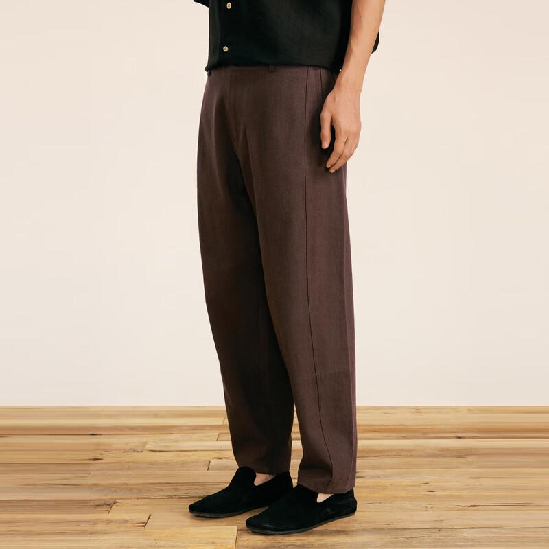 Men's Cotton Linen Straight-Leg Cropped Trousers