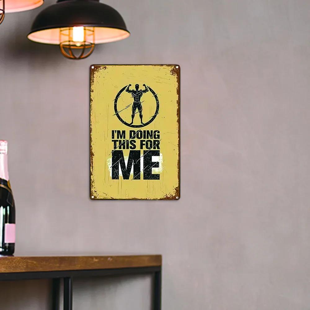 Lustige Metallschilder Deko Ohne Schmerz kein Gewinn Motivierende Fitness-Zitate Wandkunst für Wohnzimmer Schlafzimmer Fitnessstudio Metallblechschilder Vintage