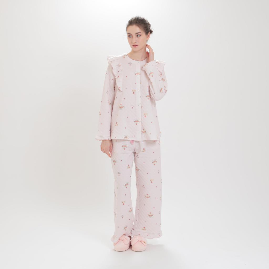Pijama Căptușeală Bumbac Roz Shortcake [Narue] Set, Ținută, Pentru Femei,
