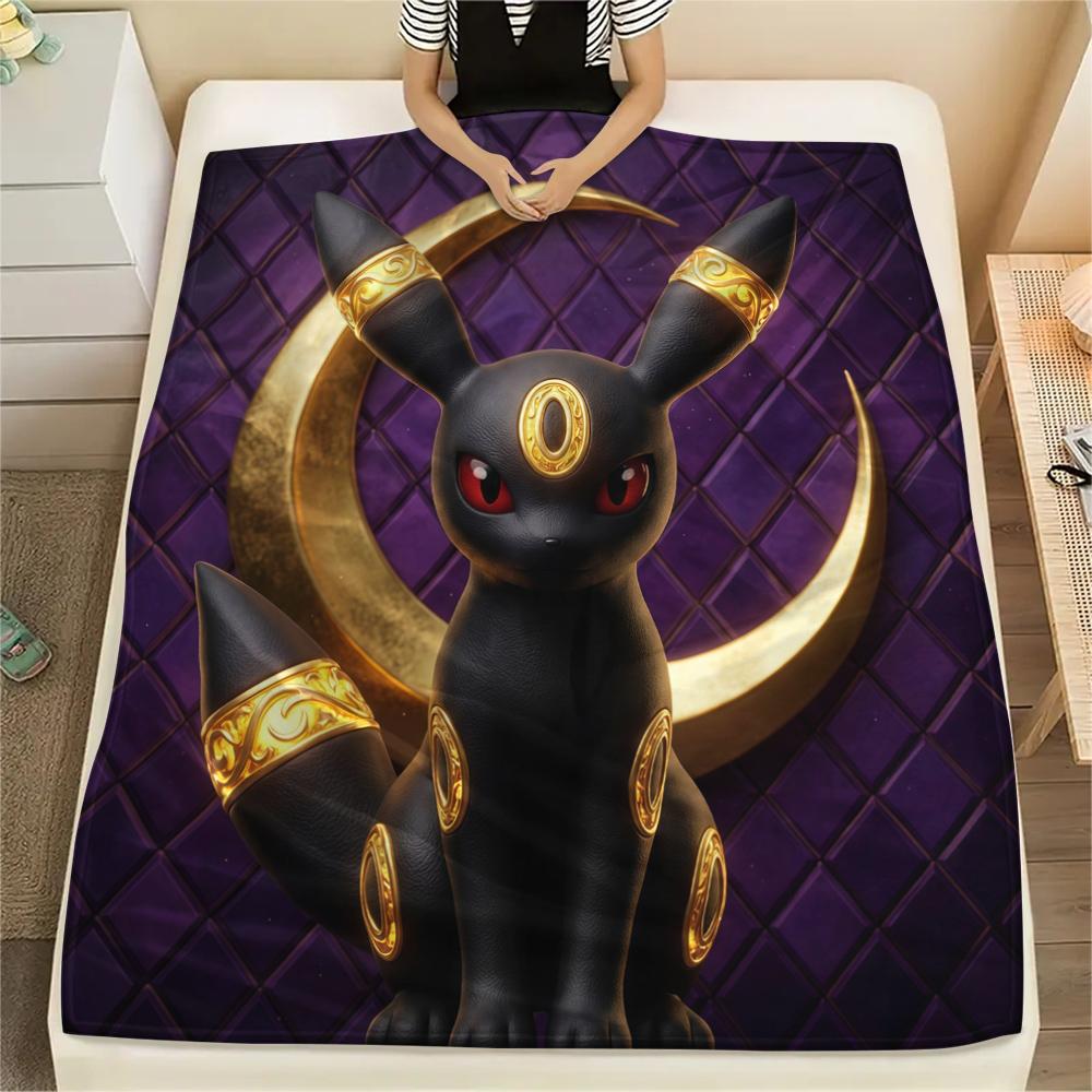 Cute Pokémon Print Flannel Blanket, Warm Comfortable for Bedrooms, Sofas, Beds, Chairs, Picnics, Travel -HE35