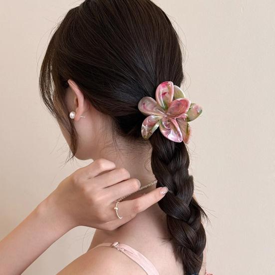 Hair Claw Flower Shape Stable Grip Summer Back Head Hair Clip Bright Color Non-Slip Shower Hair Claw Hair Accessories