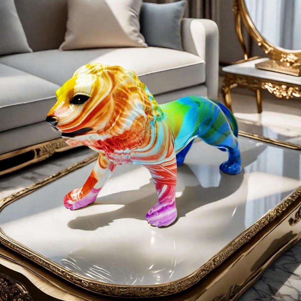 Lion Figurine Decorative Animal Ornament Glossy for Office