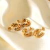 Unusual Shape 18K Gold Stainless Steel Studs with Zircon C-shaped Earrings for Women, High-end Titanium Steel Ear Jewelry