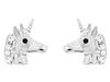 Silver Dog Paw Earrings with Cubic Zirconia Rhodium-Plated Studs for Girls