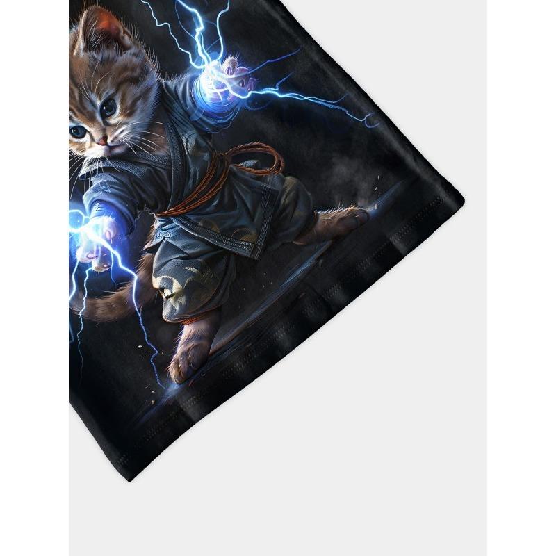 Kungfu Cat Lighting T-Shirt For Boys Kids Clothes Children's Boy's Clothing Short Sleeve Tops Top Shirts 2024 T-shirts Child Tee