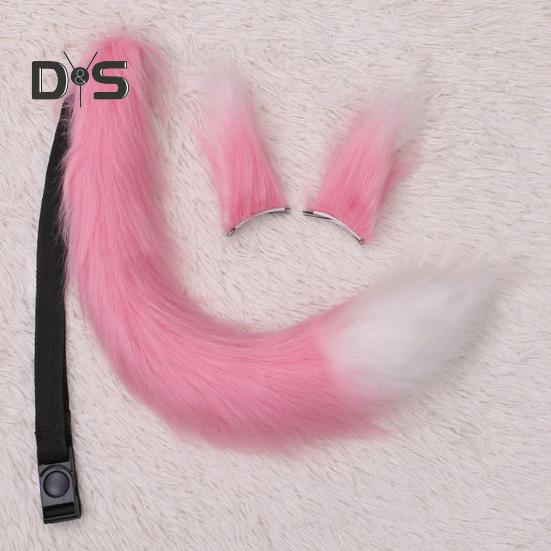Fox Ears Tail Set Handmade Plush Animal Cosplay Props Realistic Design Role Play Halloween Party Accessories