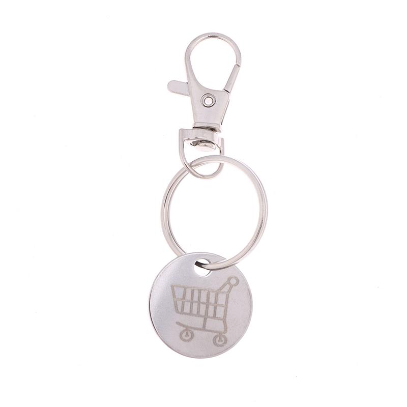 

Shopping Trolley Tokens Key Ring With Carabiner Hook Mini Metal Supermarket Cart Remover Coin Label Keychain For Unisex серебряный