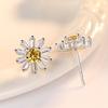 925 Pure Yang Fashion Simple Sun Flower Zircon Earrings Birthday Party Anniversary Gift