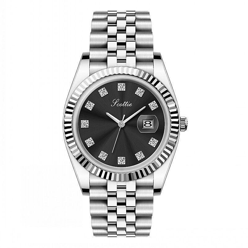 Shi Gaudi's simple and atmospheric solid steel belt women's watch with calendar women's watch business high-value watch women