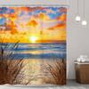 1 Stück Hawaiianischer Strand Sonnenaufgang & Sonnenuntergang Küstenszene Polyester Duschvorhang - Lebendiger Meerblick mit Palmen