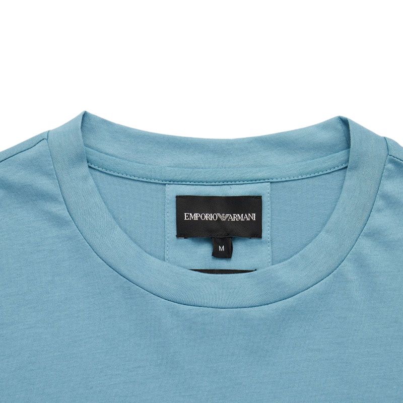 Emporio Armani FW22 Logo Print Crew Neck Long Sleeve T-Shirt Men Tops Blue 8N1TN8-1JPZZ-22F-0784