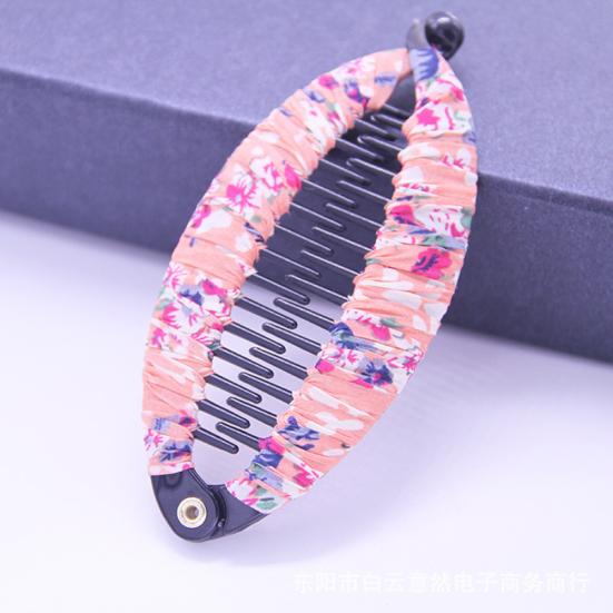 Fashion Lady Floral Print Banana Fish Shape Hairpin Hair Clip Headwear Accessory
